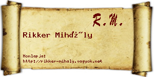 Rikker Mihály névjegykártya