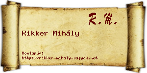 Rikker Mihály névjegykártya